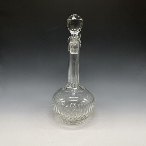 Vintage Glass Decanter‎ w/ Stopper Clear Diamond - Picture 7 of 16